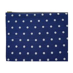 Navy Polka Dot Cosmetic Bag (xl) by WensdaiAmbrose