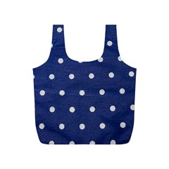 Navy Polka Dot Full Print Recycle Bag (s) by WensdaiAmbrose