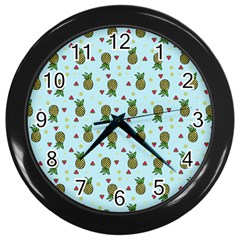 Pineapple Watermelon Fruit Lime Wall Clock (black) by Mariart