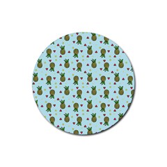 Pineapple Watermelon Fruit Lime Rubber Round Coaster (4 Pack)  by Mariart