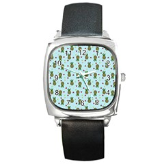 Pineapple Watermelon Fruit Lime Square Metal Watch by Mariart