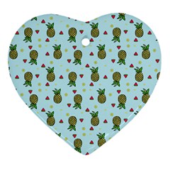 Pineapple Watermelon Fruit Lime Heart Ornament (two Sides) by Mariart