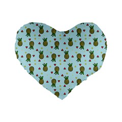 Pineapple Watermelon Fruit Lime Standard 16  Premium Heart Shape Cushions by Mariart