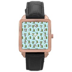 Pineapple Watermelon Fruit Lime Rose Gold Leather Watch  by Mariart