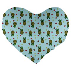 Pineapple Watermelon Fruit Lime Large 19  Premium Flano Heart Shape Cushions by Mariart