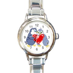 Penguin Love Round Italian Charm Watch by retrotoomoderndesigns