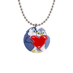 Penguin Love 1  Button Necklace by retrotoomoderndesigns