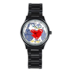 Penguin Love Stainless Steel Round Watch by retrotoomoderndesigns