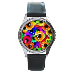 Sunflower Colorful Round Metal Watch by Mariart