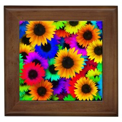 Sunflower Colorful Framed Tiles by Mariart