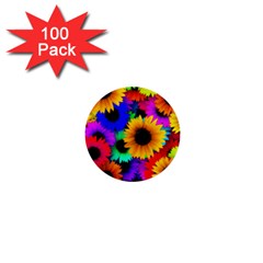 Sunflower Colorful 1  Mini Buttons (100 Pack)  by Mariart