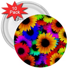 Sunflower Colorful 3  Buttons (10 Pack)  by Mariart