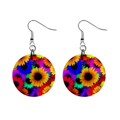 Sunflower Colorful Mini Button Earrings by Mariart