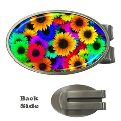 Sunflower Colorful Money Clips (oval)  by Mariart