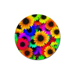 Sunflower Colorful Magnet 3  (round) by Mariart