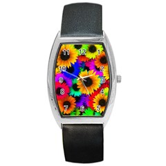 Sunflower Colorful Barrel Style Metal Watch by Mariart