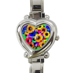 Sunflower Colorful Heart Italian Charm Watch by Mariart