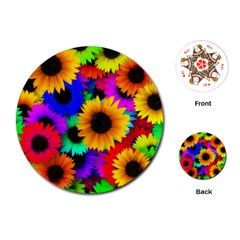 Sunflower Colorful Playing Cards (round) by Mariart