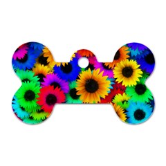 Sunflower Colorful Dog Tag Bone (one Side) by Mariart