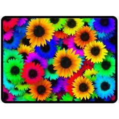 Sunflower Colorful Fleece Blanket (large)  by Mariart