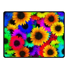 Sunflower Colorful Fleece Blanket (small) by Mariart