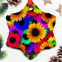 Sunflower Colorful Ornament (snowflake) by Mariart