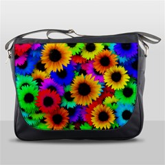 Sunflower Colorful Messenger Bag by Mariart