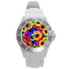 Sunflower Colorful Round Plastic Sport Watch (l) by Mariart