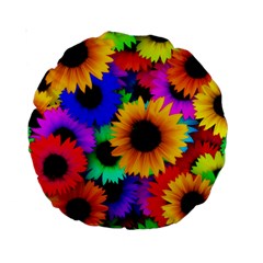 Sunflower Colorful Standard 15  Premium Round Cushions by Mariart