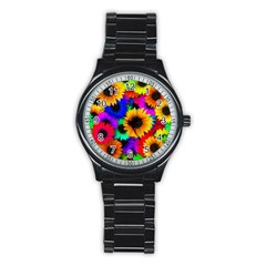 Sunflower Colorful Stainless Steel Round Watch by Mariart