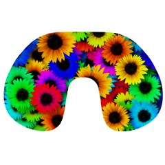 Sunflower Colorful Travel Neck Pillows by Mariart