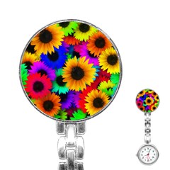 Sunflower Colorful Stainless Steel Nurses Watch by Mariart