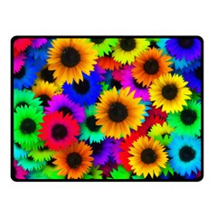 Sunflower Colorful Double Sided Fleece Blanket (small)  by Mariart