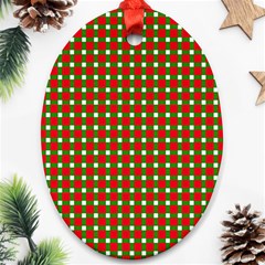 Lumberjack Plaid Buffalo Plaid Green Red Ornament (oval) by Mariart