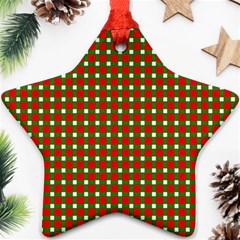 Lumberjack Plaid Buffalo Plaid Green Red Ornament (star) by Mariart