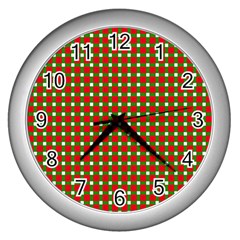 Lumberjack Plaid Buffalo Plaid Green Red Wall Clock (silver) by Mariart