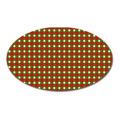 Lumberjack Plaid Buffalo Plaid Green Red Oval Magnet by Mariart