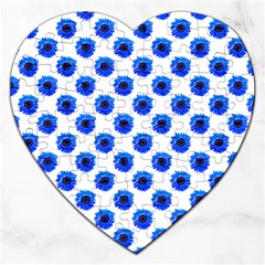 Sunflower Digital Paper Blue Jigsaw Puzzle (heart) by Mariart