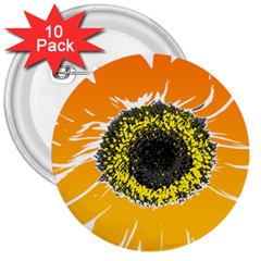 Sunflower Flower Yellow Orange 3  Buttons (10 Pack)  by Mariart