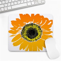 Sunflower Flower Yellow Orange Large Mousepads by Mariart