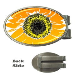 Sunflower Flower Yellow Orange Money Clips (oval)  by Mariart