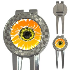 Sunflower Flower Yellow Orange 3-in-1 Golf Divots by Mariart