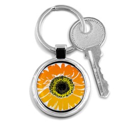 Sunflower Flower Yellow Orange Key Chains (round)  by Mariart