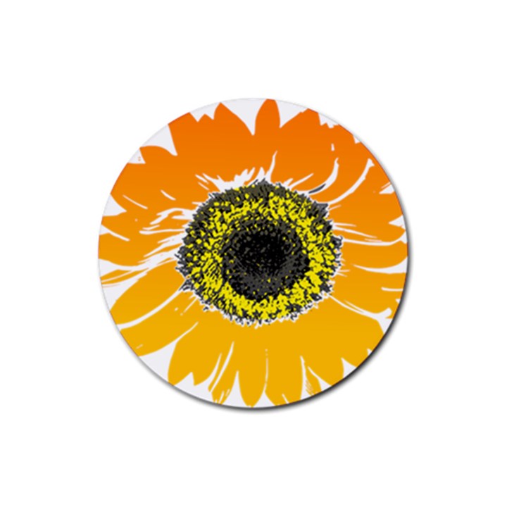 Sunflower Flower Yellow Orange Rubber Coaster (Round) 