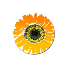 Sunflower Flower Yellow Orange Magnet 3  (round) by Mariart