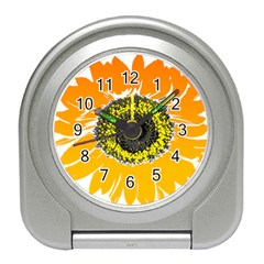 Sunflower Flower Yellow Orange Travel Alarm Clock by Mariart