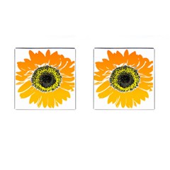 Sunflower Flower Yellow Orange Cufflinks (square) by Mariart