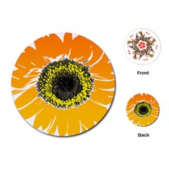 Sunflower Flower Yellow Orange Playing Cards (round) by Mariart