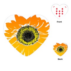 Sunflower Flower Yellow Orange Playing Cards (heart) by Mariart