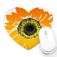 Sunflower Flower Yellow Orange Heart Mousepads by Mariart